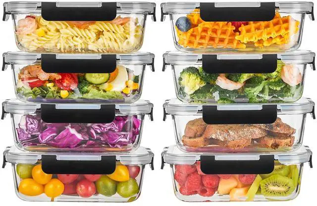 Main image of 8 Pack 36OZ Glass Food Storage Containers with Lids, Meal Prep Containers, Airtight Bento Boxes with Leak Proof Locking for Microwave, Oven, Freezer and Dishwasher, BPA Free