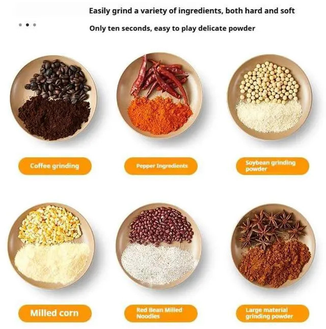 Alt view image 7 of 7 - Kitchen Grinder | 500W Electric Mill | Grinds Spices, Nuts, Grains, Coffee | 1 Stainless Steel Blade | Wet & Dry Use