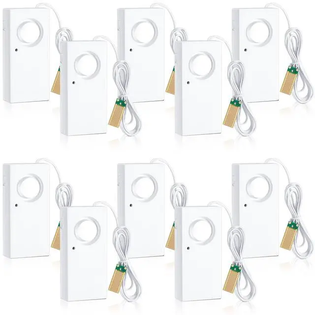 Alt view image 7 of 7 - 5 Pcs Water Sensor Alarm Leak Detector 120db Water Leak Alarm 9v Battery Flood Sensor Detector Overflow Security Alert for Home Basement Kitchen Garage Bath Tub Sink, White
