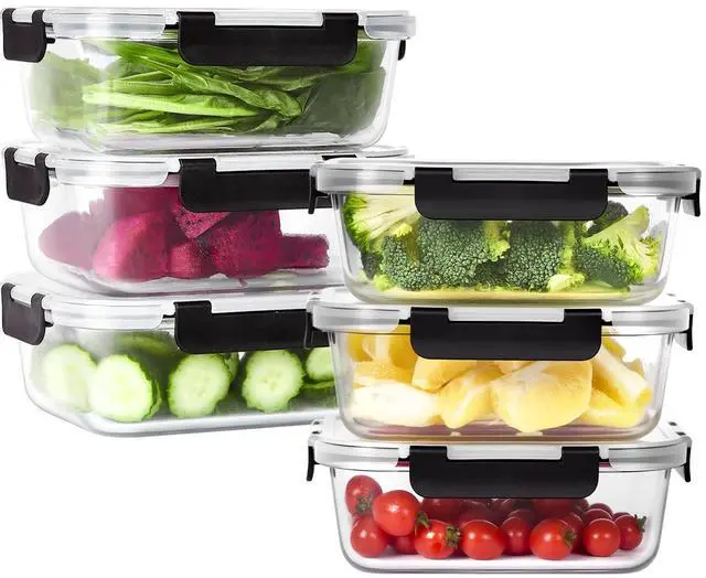 Main image of Glass Food Storage Containers with Lids Set of 6, 36 OZ Meal Prep Containers for Lunch, 4.5 Cup Airtight Glass Lunch Containers Set, Microwave, Oven, Freezer & Dishwasher Safe, BPA-Free