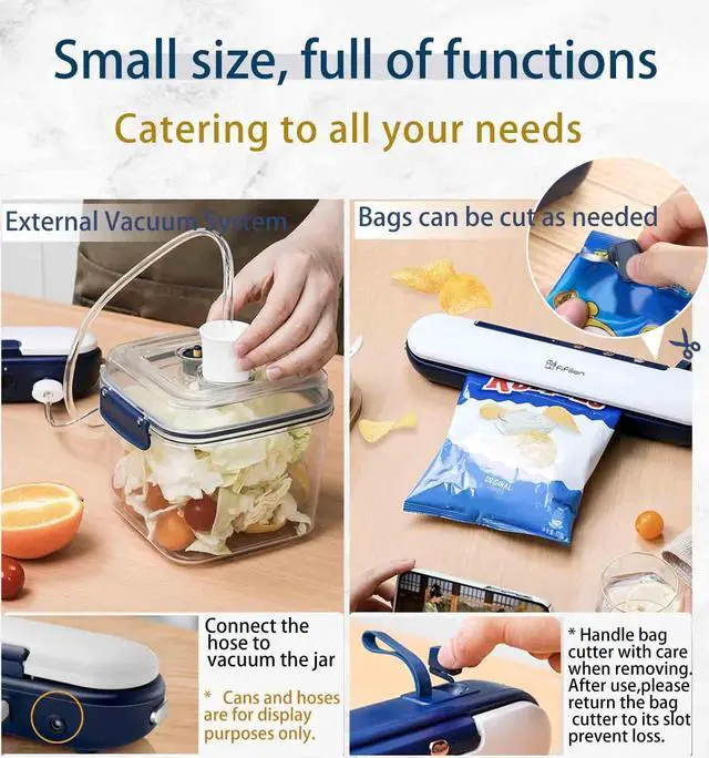 Alt view image 7 of 7 - Portable Vacuum Sealer Machine, Cordless & Rechargeable, 1500mAh Battery, 60Kpa Strong Suction, One-Touch Food Saver for Dry/Moist/Oily Items, Compact Design with Built-in Cutter