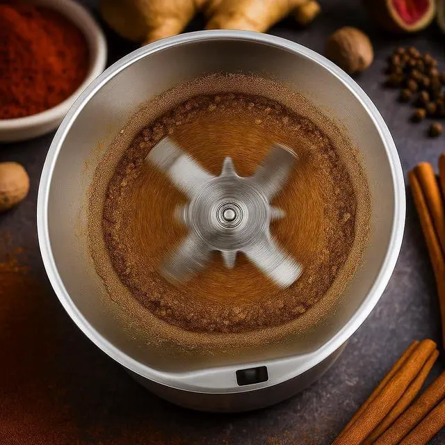 Alt view image 4 of 6 - Electric Herb & Spice Grinder One-Touch Stainless Steel Grinder for Herbs, Spices, Coffee, Nuts, Seeds Powerful 30000 RPM Motor, Stainless Steel Blades, Cleaning Brush Included