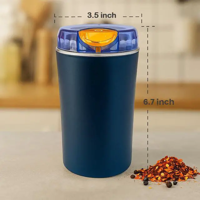 Alt view image 5 of 6 - Electric Herb & Spice Grinder One-Touch Stainless Steel Grinder for Herbs, Spices, Coffee, Nuts, Seeds Powerful 30000 RPM Motor, Stainless Steel Blades, Cleaning Brush Included
