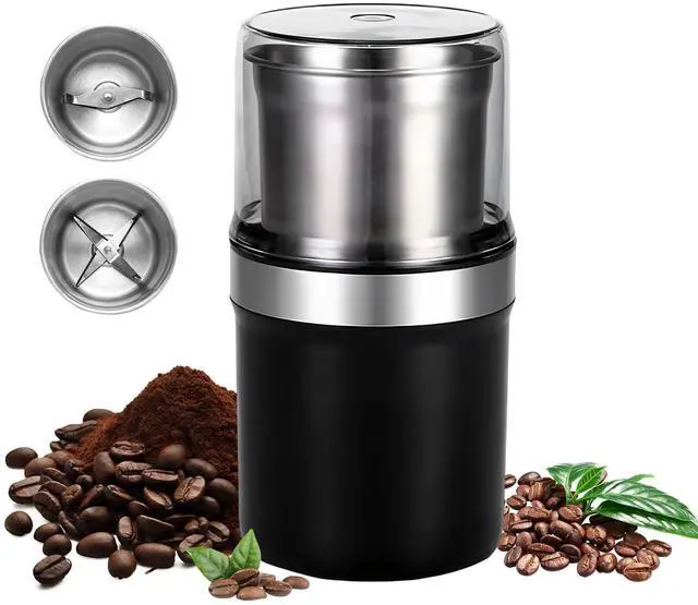 Main image of Electric Coffee Grinder, Dual Stainless Steel Bowls for Beans Spices Nuts Wet&Dry Grinding 30000RPM Overheat Protection Compact for Kitchen Herbs Spices Nuts Grains Espresso