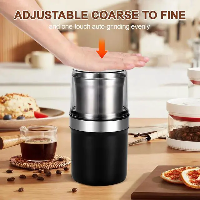 Alt view image 2 of 6 - Electric Coffee Grinder, Dual Stainless Steel Bowls for Beans Spices Nuts Wet&Dry Grinding 30000RPM Overheat Protection Compact for Kitchen Herbs Spices Nuts Grains Espresso