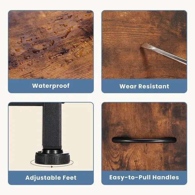 Alt view image 2 of 4 - Nightstand Small Dresser with 2 Fabric Drawers Side Bedroom End Table Kids Bedside Storage Furniture for 20 inch Tall Night Stand for Closet, Entryway, College Dorm, Rustic Brown