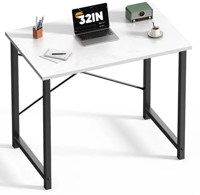 Main image of 32 Inch Small Computer Desk for Home Office, Modern Study Work Table Simple Style for Bedroom, WritInchg Desks with X-Shaped ReInchforcement, Black