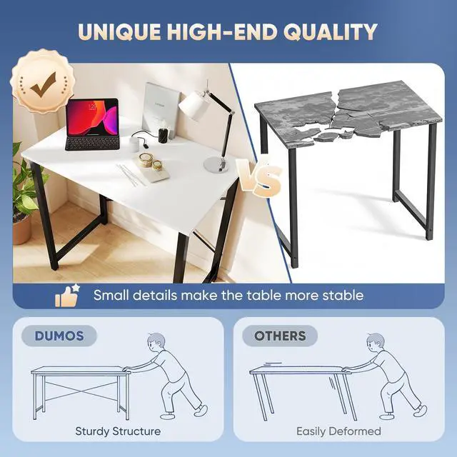 Alt view image 3 of 7 - 32 Inch Small Computer Desk for Home Office, Modern Study Work Table Simple Style for Bedroom, WritInchg Desks with X-Shaped ReInchforcement, Black