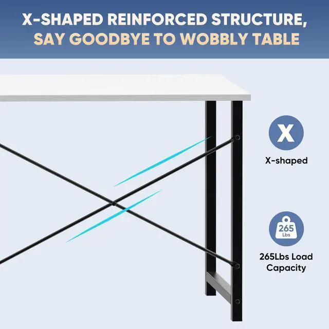 Alt view image 5 of 7 - 32 Inch Small Computer Desk for Home Office, Modern Study Work Table Simple Style for Bedroom, WritInchg Desks with X-Shaped ReInchforcement, Black