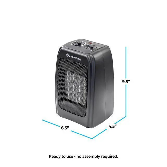 Alt view image 7 of 7 - CZ442E Personal Energy Save Ceramic Heater - 1500W Portable with Adjustable Thermostat, Tip-Over Switch & Overheat Protection, Black