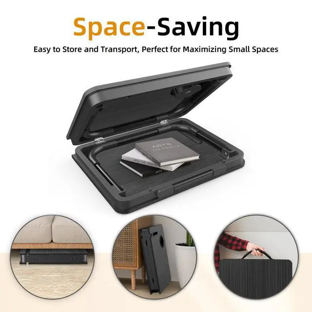 Alt view image 7 of 7 - Foldable Laptop Bed Desk for Couch, Sofa - Large Lap Desk Tray Table with Cup Holder and Tablet Slot - Portable Notebook Stand for Eating, Writing, Studying and WFH (Black)- USA Original Patent