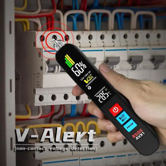 Alt view image 5 of 7 - Voltage Tester, Non-Contact with 3-Phase Rotation Indicator & Signal Percentage, Rechargeable AC Electrical Voltage Detector Pen, High/Low Sensitivity with 6 Ranges, 3-Mode Alarm with Analog Bar