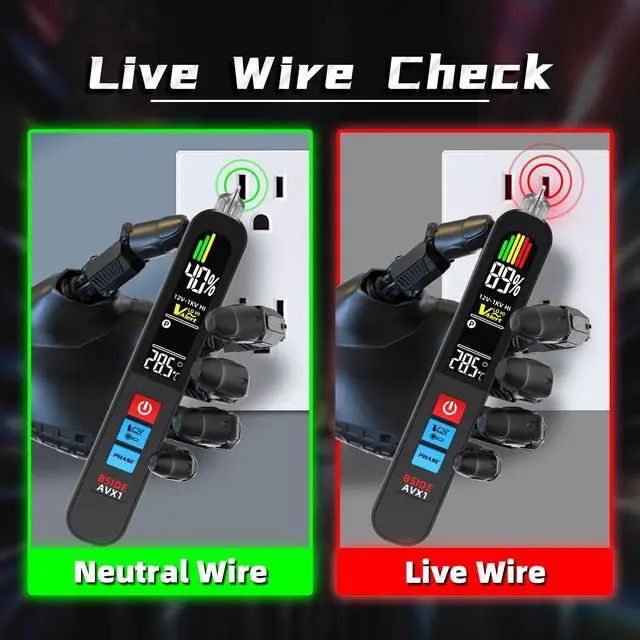 Alt view image 6 of 7 - Voltage Tester, Non-Contact with 3-Phase Rotation Indicator & Signal Percentage, Rechargeable AC Electrical Voltage Detector Pen, High/Low Sensitivity with 6 Ranges, 3-Mode Alarm with Analog Bar