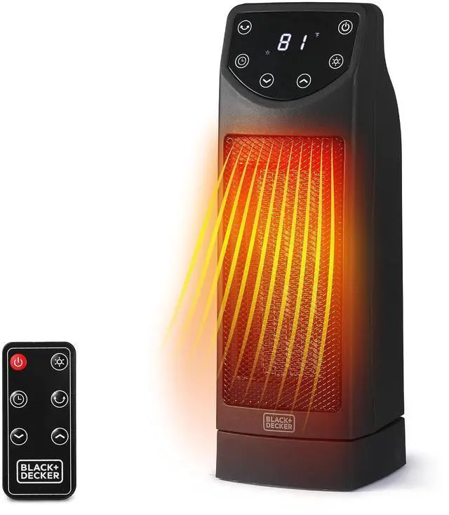 Main image of Oscillating Space Heater, Portable Heater with Remote Control, Ceramic Small Space Heater with Two Heat Settings & LED Display, Small Heater 1500W