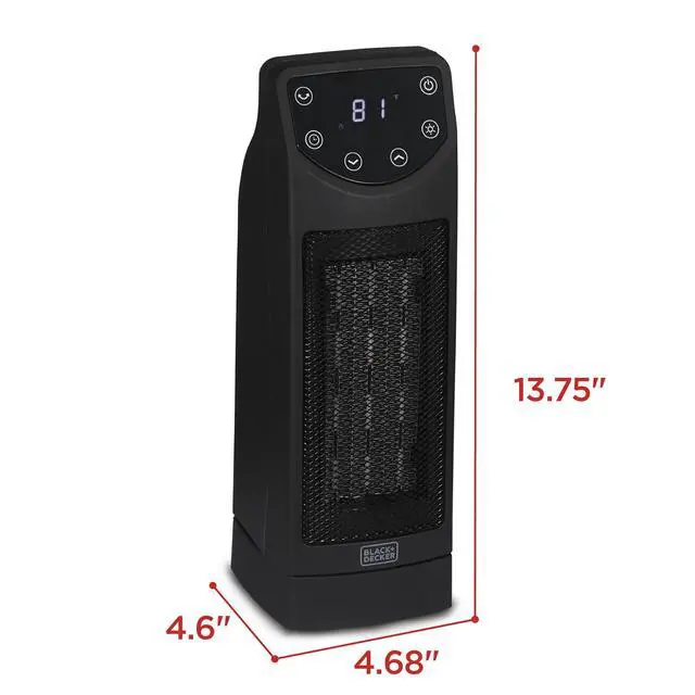 Alt view image 6 of 7 - Oscillating Space Heater, Portable Heater with Remote Control, Ceramic Small Space Heater with Two Heat Settings & LED Display, Small Heater 1500W