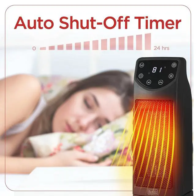 Alt view image 7 of 7 - Oscillating Space Heater, Portable Heater with Remote Control, Ceramic Small Space Heater with Two Heat Settings & LED Display, Small Heater 1500W