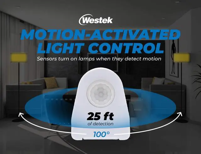 Main image of Plug In Motion Sensor Outlet Light Control, 2 Pack - Indoor Motion Sensor Device Activates Lights When Motion is Detected - Ideal for Dark Hallways - 25ft Range, 6 Foot Cord (MLC12BC-4)