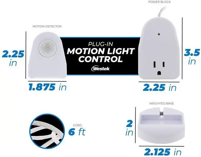 Alt view image 5 of 6 - Plug In Motion Sensor Outlet Light Control, 2 Pack - Indoor Motion Sensor Device Activates Lights When Motion is Detected - Ideal for Dark Hallways - 25ft Range, 6 Foot Cord (MLC12BC-4)