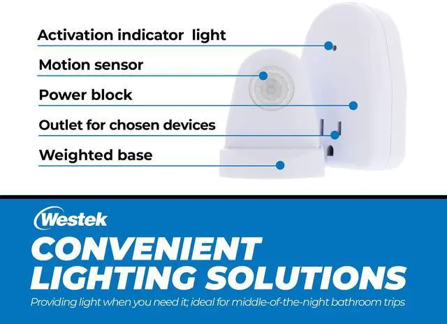 Alt view image 3 of 6 - Plug In Motion Sensor Outlet Light Control, 2 Pack - Indoor Motion Sensor Device Activates Lights When Motion is Detected - Ideal for Dark Hallways - 25ft Range, 6 Foot Cord (MLC12BC-4)