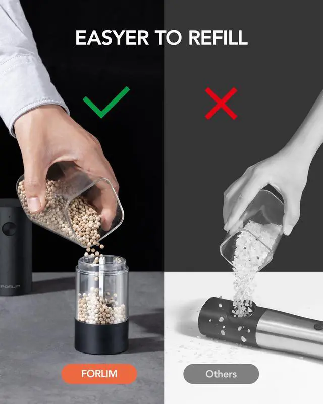 Alt view image 6 of 7 - Electric Salt & Pepper Grinder Set, Rechargeable 2 Pack, Black White