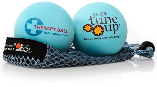 Main image of Therapy Balls in Tote by Tune Up Fitness - Massage Balls for Trigger Point, Pressure Point & Myofascial Release - Use as Single or Peanut Ball for Pain Relief & Relaxation (Aqua Blue)