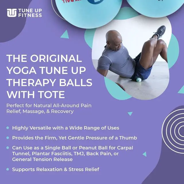 Alt view image 2 of 6 - Therapy Balls in Tote by Tune Up Fitness - Massage Balls for Trigger Point, Pressure Point & Myofascial Release - Use as Single or Peanut Ball for Pain Relief & Relaxation (Aqua Blue)