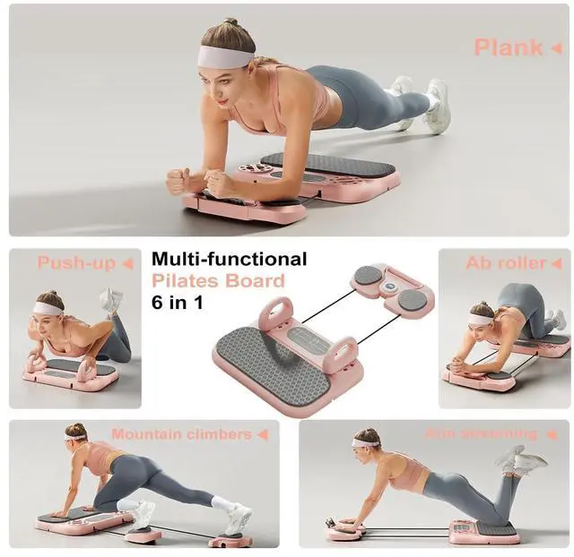 Alt view image 3 of 7 - Upgraded Pilates Reformer, Pilates Board Equipment Home Pilates Machine Kit with Timer / Ab Workout Equipment / Multifunctional Push-Up Board / Resistance Bands / Balance Board for Women Home Workout