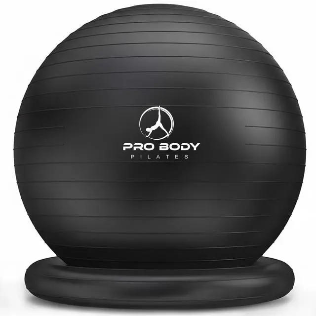 Main image of Yoga Ball Chair, Exercise Ball Chair with Base or Stand for Home Office Desk Sitting or Workout, Balance Ball & Stability Ball Seat for Back, abs (Black, 23-26 inches/58-65 cm)