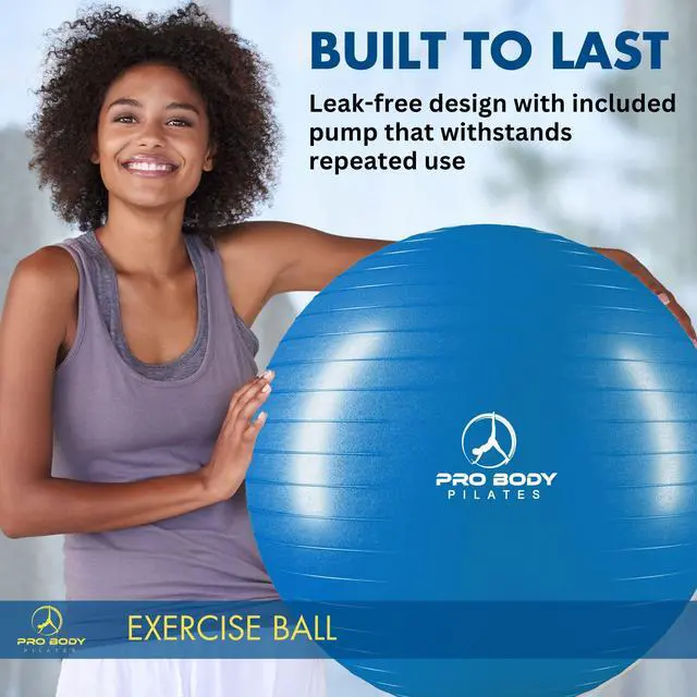 Alt view image 2 of 7 - Exercise Ball - Multiple Sizes Gym Grade Balance Ball for Fitness, Workout, Pregnancy & Physical Therapy, Stability Yoga Ball Chair (Blue, 65cm)