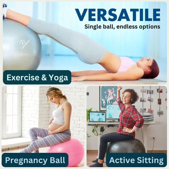 Alt view image 3 of 7 - Exercise Ball - Multiple Sizes Gym Grade Balance Ball for Fitness, Workout, Pregnancy & Physical Therapy, Stability Yoga Ball Chair (Blue, 65cm)