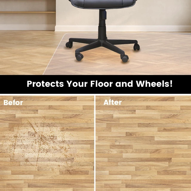 Alt view image 5 of 7 - Office Chair Mat for Hardwood Floor: 63"x 51" Extra Large Floor Mat for Rolling Chair and Computer Desk, Clear Chair Mat Heavy Duty Plastic Protector for L Desk, Home, Gaming Easy Glide