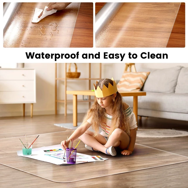 Alt view image 3 of 7 - Office Chair Mat for Hardwood Floor: 63"x 51" Extra Large Floor Mat for Rolling Chair and Computer Desk, Clear Chair Mat Heavy Duty Plastic Protector for L Desk, Home, Gaming Easy Glide