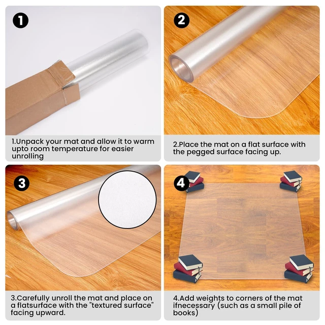 Alt view image 7 of 7 - Office Chair Mat for Hardwood Floor: 63"x 51" Extra Large Floor Mat for Rolling Chair and Computer Desk, Clear Chair Mat Heavy Duty Plastic Protector for L Desk, Home, Gaming Easy Glide