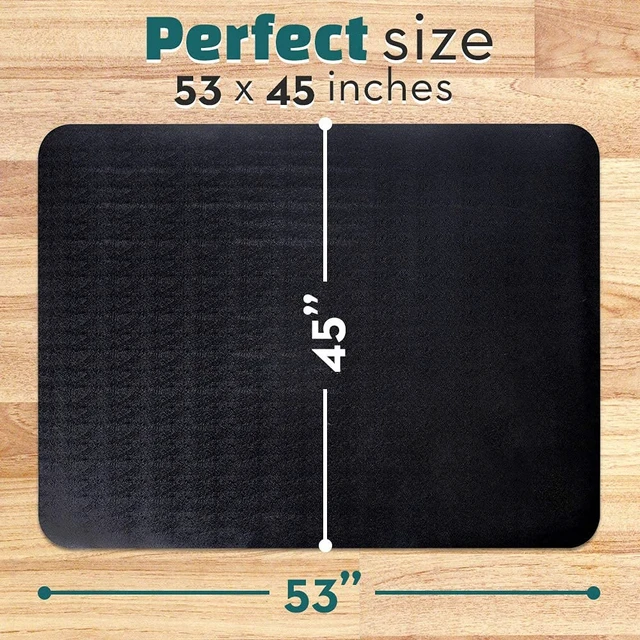 Alt view image 2 of 7 - Office Chair Mat for Hardwood Floor: 53"x45" Large Black Rolling Chair Mat for Hard Wood and Tile Floor, Anti-Slip Heavy Duty Floor Protector Mat Under Computer Desk, Easy Glide Chair Mats for Home