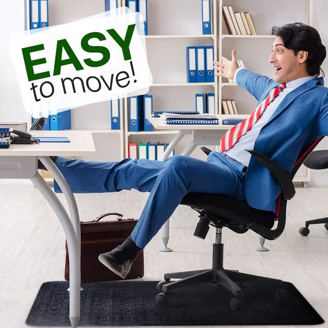 Alt view image 7 of 7 - Office Chair Mat for Hardwood Floor: 53"x45" Large Black Rolling Chair Mat for Hard Wood and Tile Floor, Anti-Slip Heavy Duty Floor Protector Mat Under Computer Desk, Easy Glide Chair Mats for Home