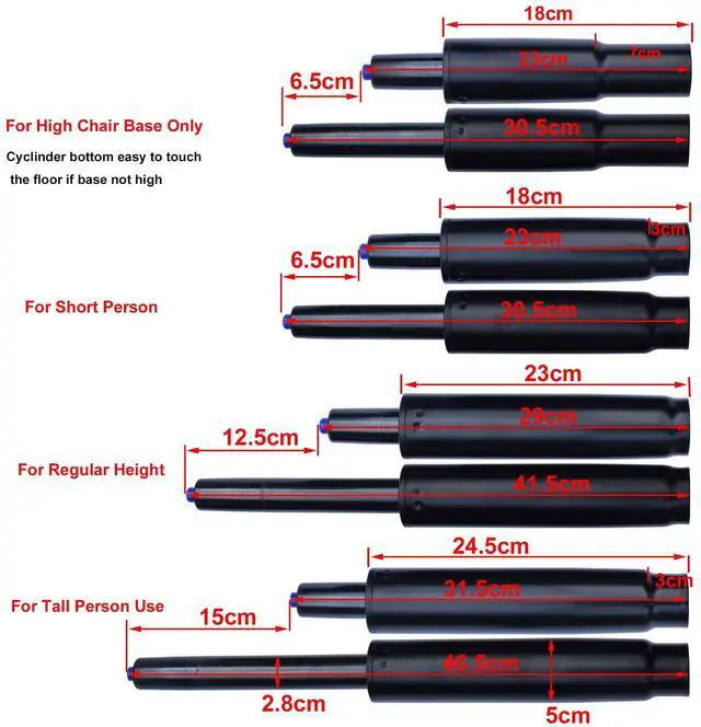Alt view image 2 of 7 - MySit 5.5" Office Chair Gas Lift Cylinder Replacement Parts, Heavy Duty 450lbs Long Stroke Hydraulic Pneumatic Shock Piston Universal Size Fits Most Executive Chairs, Gaming Chair, Class 4