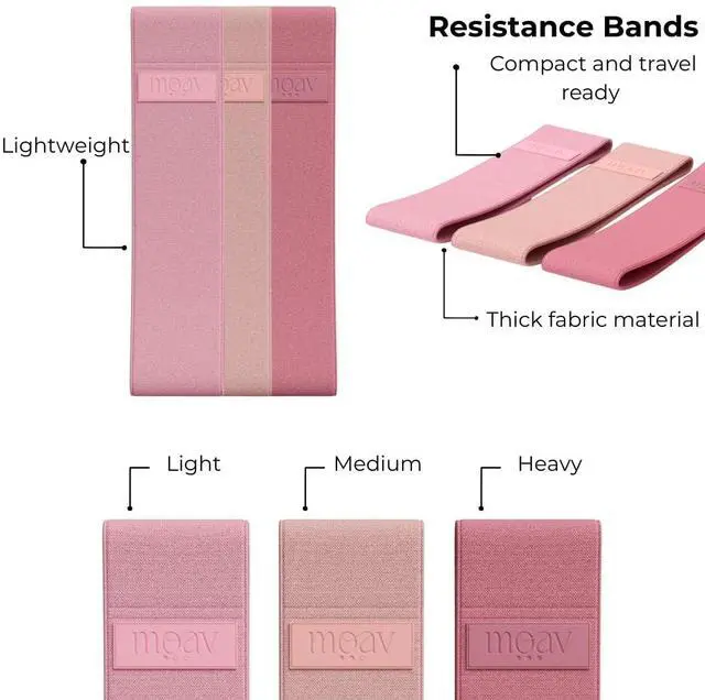 Alt view image 3 of 7 - Premium Pilates Essentials Kit - 14" Ring with Cushioned Handles, Mini Ball with Pump, & 3 Durable Fabric Resistance Bands for Full Body Home Workouts (Rosè)