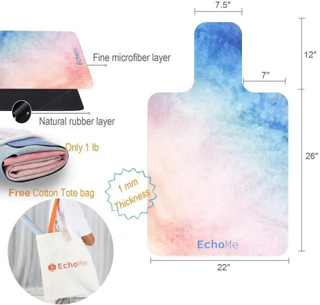 Alt view image 2 of 7 - Classic Pilates Reformer Mat Sweat-Wicking, Lightweight Foldable, Portable with Cotton Tote Bag, Fits Balanced Body Merrithew Aeropilates (Candy)