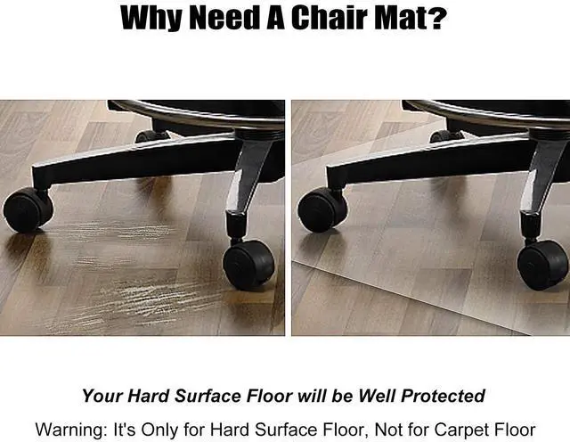 Alt view image 4 of 6 - Clear Office Chair Mat 36'' X 48'', Durable Desk Chair Mat for Hardwood Floor, Heavy Duty Plastic Office Floor Mat Under Rolling Chairs for Easy Glide and Protection (36" X 48" with Lip)