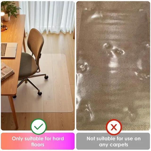Alt view image 3 of 6 - Clear Office Chair Mat 36'' X 48'', Durable Desk Chair Mat for Hardwood Floor, Heavy Duty Plastic Office Floor Mat Under Rolling Chairs for Easy Glide and Protection (36" X 48" with Lip)