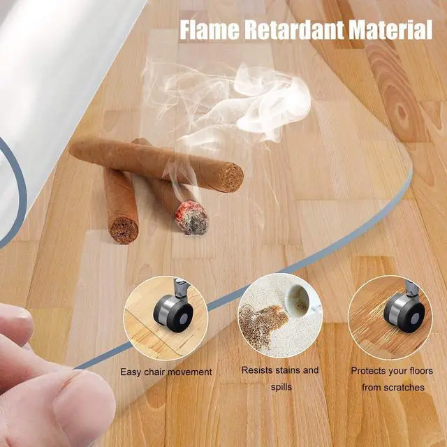 Alt view image 5 of 6 - Clear Office Chair Mat 36'' X 48'', Durable Desk Chair Mat for Hardwood Floor, Heavy Duty Plastic Office Floor Mat Under Rolling Chairs for Easy Glide and Protection (36" X 48" with Lip)