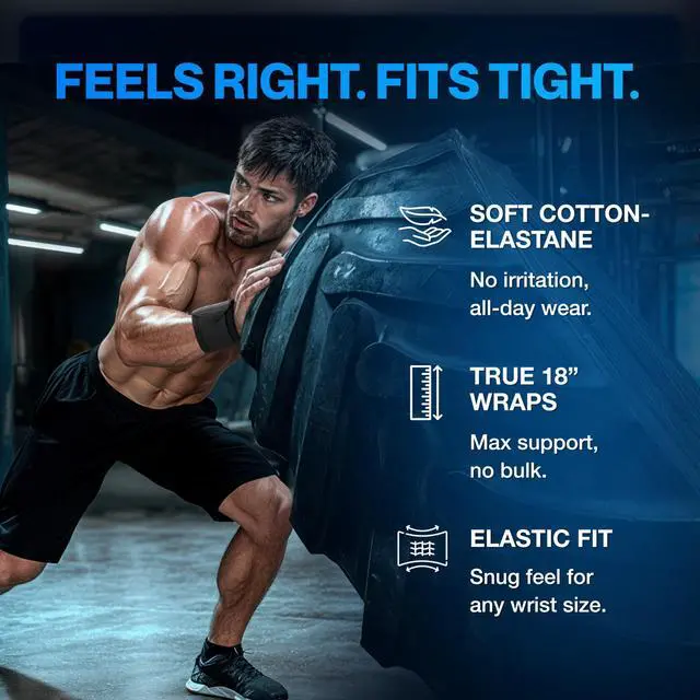 Alt view image 6 of 7 - Adjustable Wrist Wraps for Gym & Lifting Thick, Breathable Support Straps for Wrist Stability, Comfort & Grip Ideal for Weight Training, CrossFit & Gym Workouts Black (2-Pack)