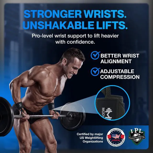 Alt view image 7 of 7 - Adjustable Wrist Wraps for Gym & Lifting Thick, Breathable Support Straps for Wrist Stability, Comfort & Grip Ideal for Weight Training, CrossFit & Gym Workouts Black (2-Pack)