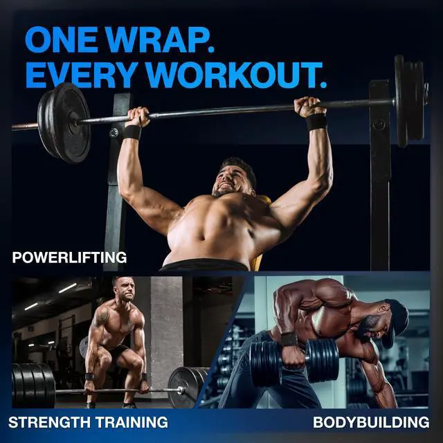 Alt view image 5 of 7 - Adjustable Wrist Wraps for Gym & Lifting Thick, Breathable Support Straps for Wrist Stability, Comfort & Grip Ideal for Weight Training, CrossFit & Gym Workouts Black (2-Pack)