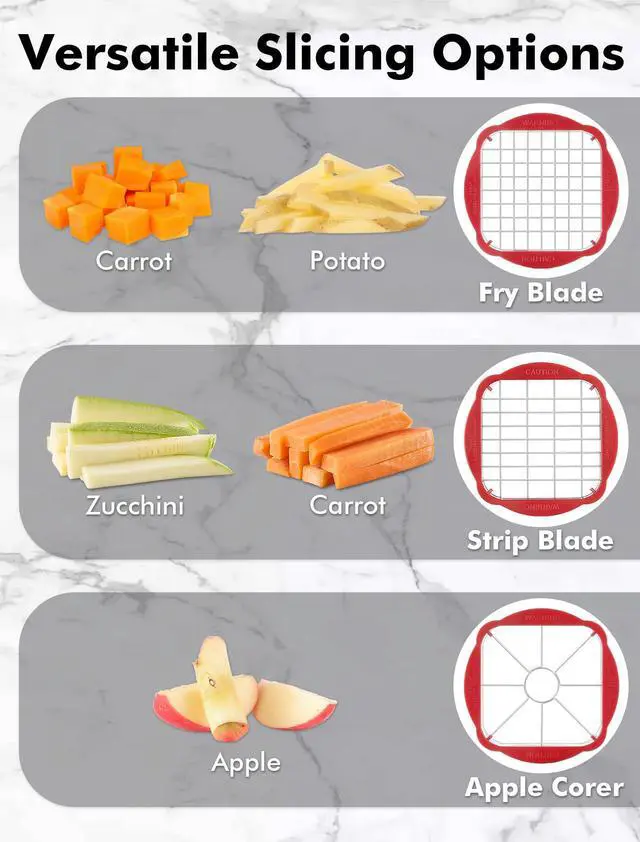 Alt view image 7 of 7 - French Fry Cutter, Potato Cutter, Apple Slicer and Corer, 3 Blades