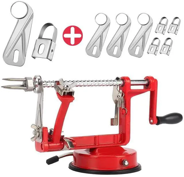 Main image of Apple Peeler, Slicer Corer Potato Peelers 3 In 1, Stainless Steel Heavy Duty Suction Cup Base And 7 Extra Blades (Red)