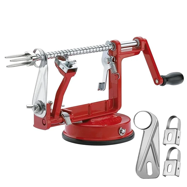 Main image of Apple Peeler Corer, Long lasting Chrome Cast Magnesium Alloy Apple Peeler Slicer Corer with Stainless Steel Blades and Powerful Suction Base for Apples and Potato(Red)