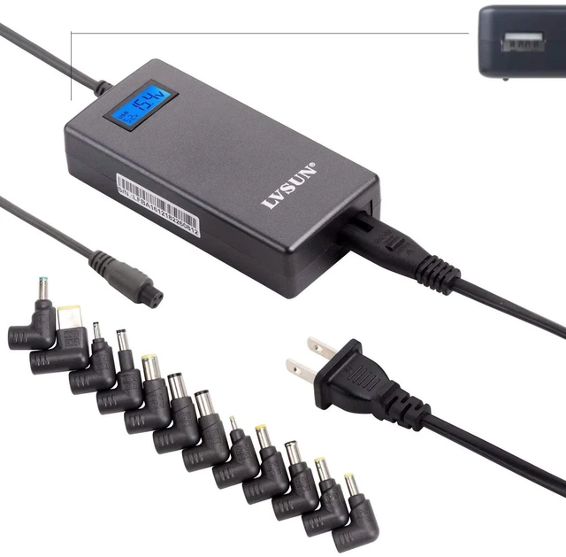 Main image of Slim Universal Laptop Charger 70W Replacement AC Adapter with Multi Connectors for HP BM Lenovo Thinkpad Dell Acer Delta Gateway Liteon Samsung Notebooks and More with 5V 2.1A USB Port, Grey