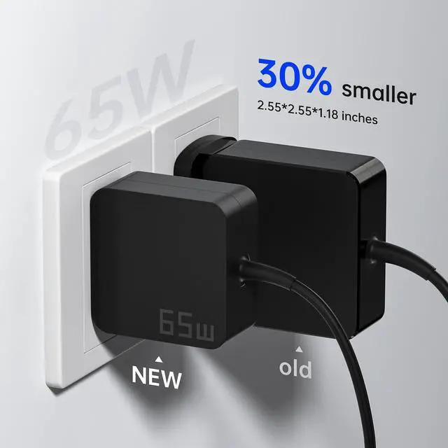 Alt view image 2 of 6 - 65W USB C Laptop Charger, Universal Fast Charging Power Adapter - Compact Type C Charger Block for MacBook, Dell, HP, Travel, Home & Office Use