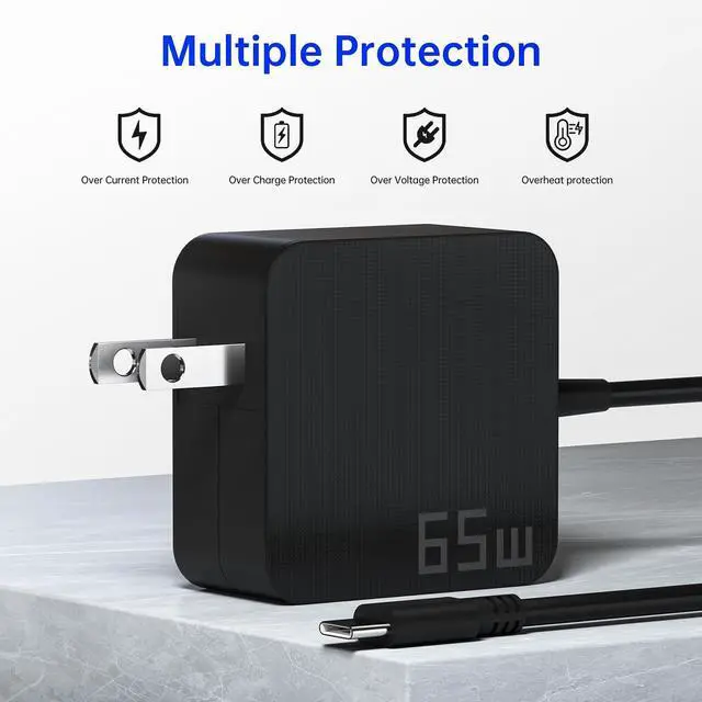 Alt view image 3 of 6 - 65W USB C Laptop Charger, Universal Fast Charging Power Adapter - Compact Type C Charger Block for MacBook, Dell, HP, Travel, Home & Office Use